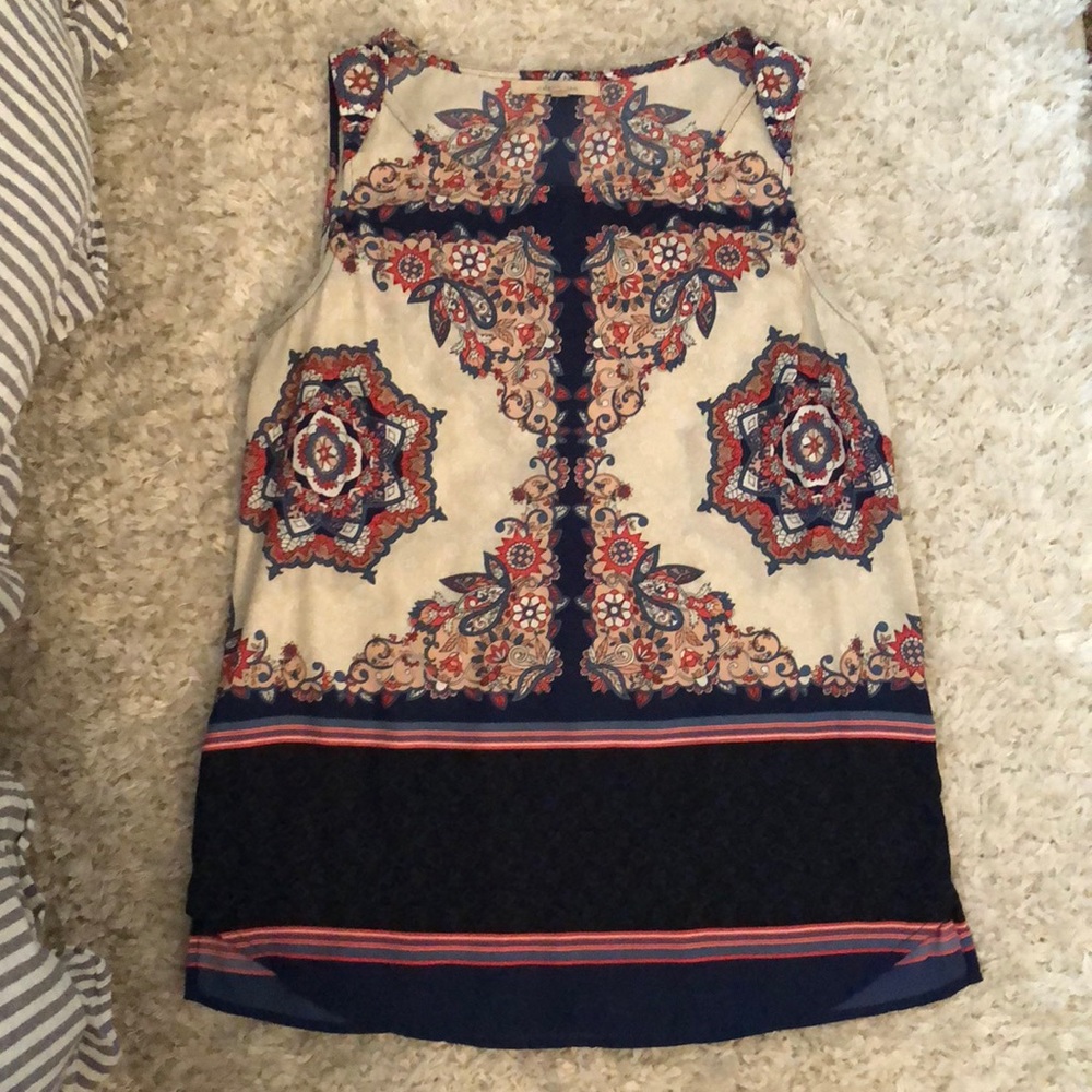 Patterned chiffon tank top